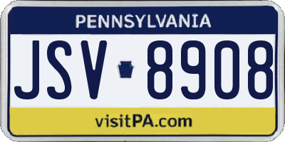 PA license plate JSV8908