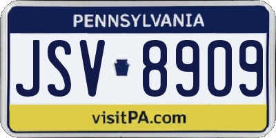 PA license plate JSV8909