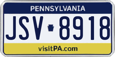 PA license plate JSV8918
