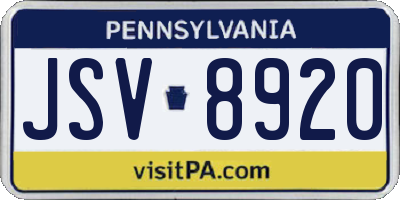 PA license plate JSV8920