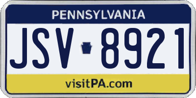 PA license plate JSV8921