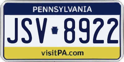 PA license plate JSV8922