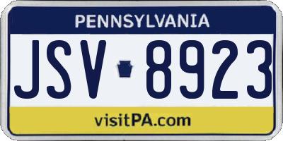 PA license plate JSV8923