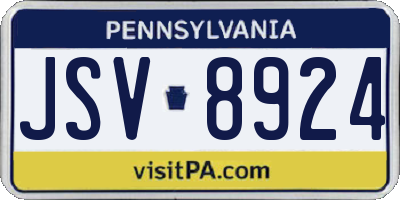 PA license plate JSV8924