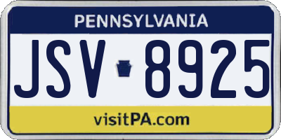 PA license plate JSV8925