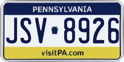 PA license plate JSV8926