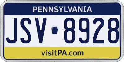 PA license plate JSV8928