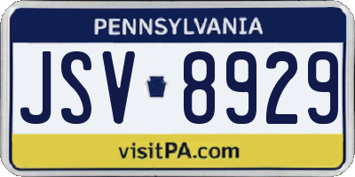 PA license plate JSV8929