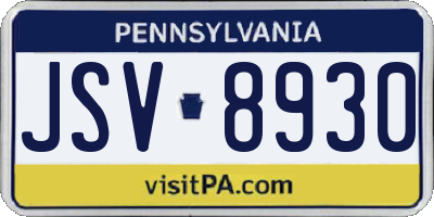 PA license plate JSV8930