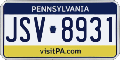PA license plate JSV8931