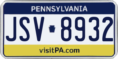 PA license plate JSV8932
