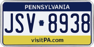 PA license plate JSV8938