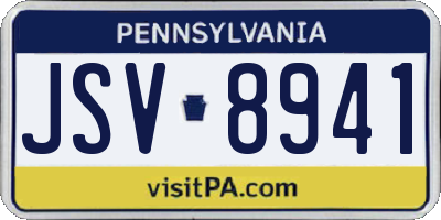 PA license plate JSV8941