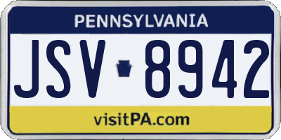 PA license plate JSV8942