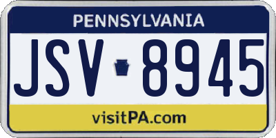PA license plate JSV8945