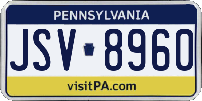 PA license plate JSV8960