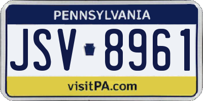 PA license plate JSV8961