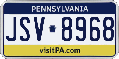 PA license plate JSV8968