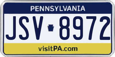 PA license plate JSV8972