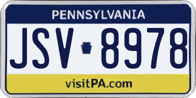 PA license plate JSV8978