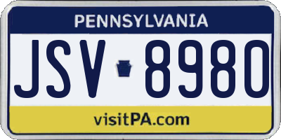 PA license plate JSV8980