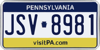 PA license plate JSV8981