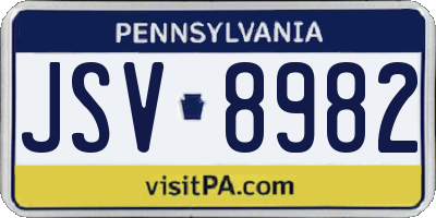 PA license plate JSV8982