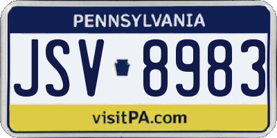 PA license plate JSV8983