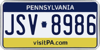 PA license plate JSV8986