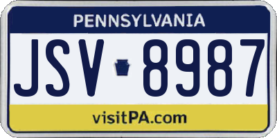 PA license plate JSV8987