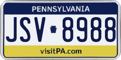 PA license plate JSV8988