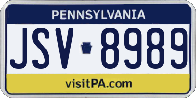 PA license plate JSV8989