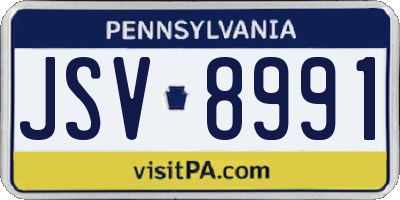 PA license plate JSV8991