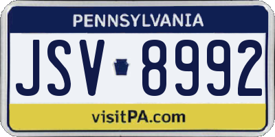 PA license plate JSV8992