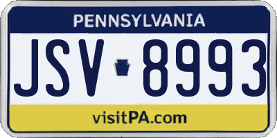 PA license plate JSV8993