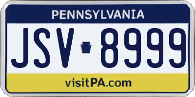 PA license plate JSV8999
