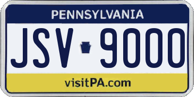 PA license plate JSV9000