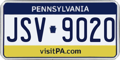 PA license plate JSV9020