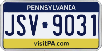 PA license plate JSV9031