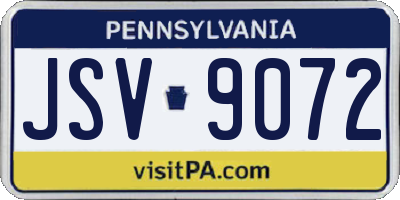 PA license plate JSV9072
