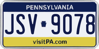 PA license plate JSV9078