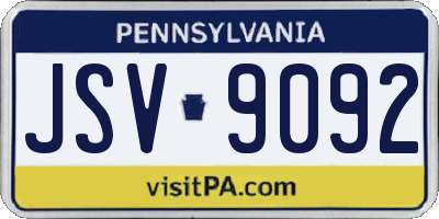 PA license plate JSV9092