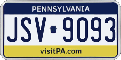 PA license plate JSV9093