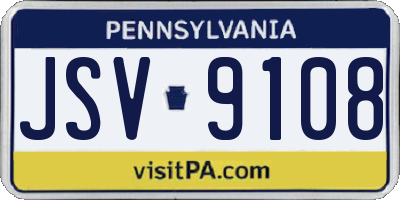 PA license plate JSV9108