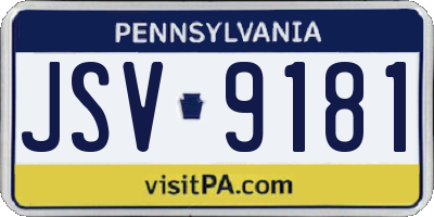 PA license plate JSV9181