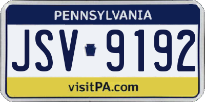 PA license plate JSV9192