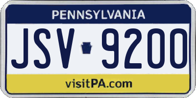 PA license plate JSV9200