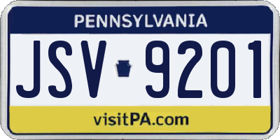 PA license plate JSV9201