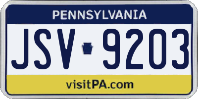 PA license plate JSV9203