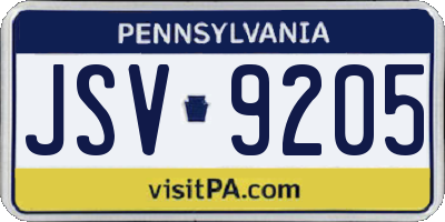PA license plate JSV9205